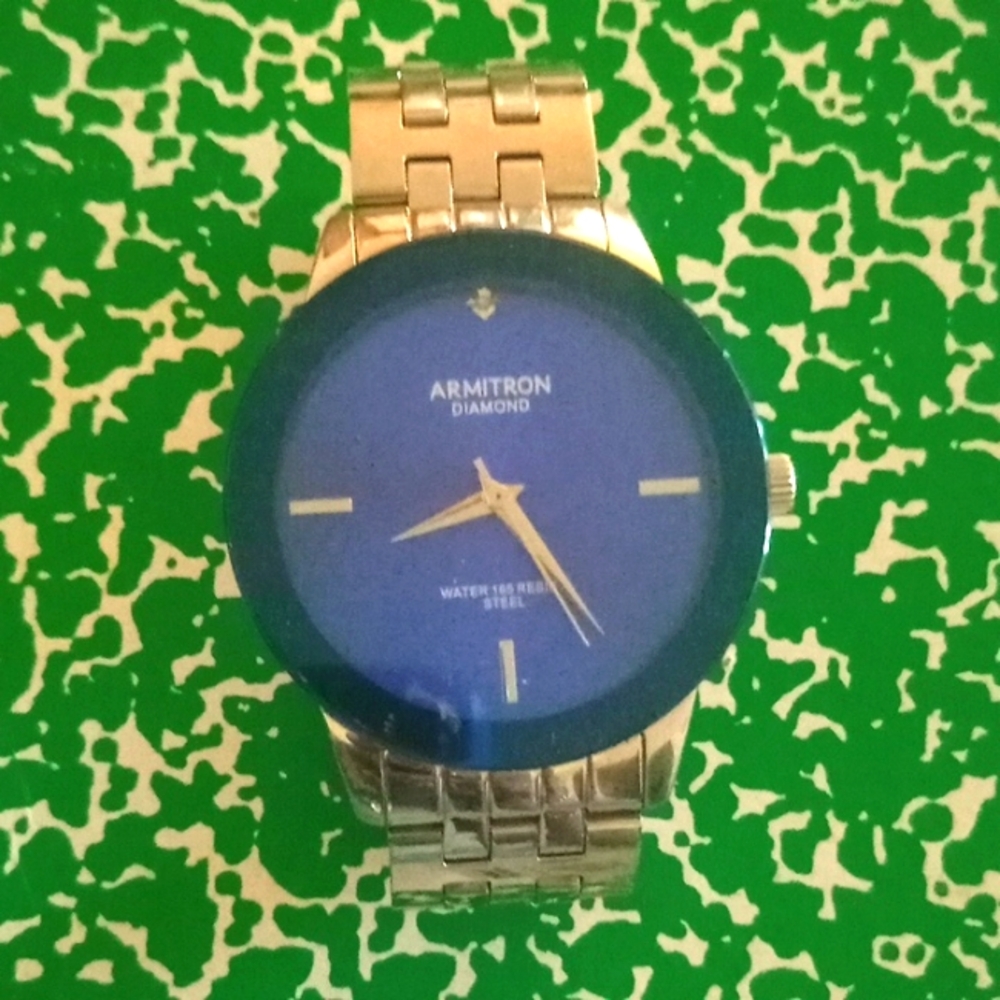 Armitron  Blue Dial Silver Tone Diamond Watch